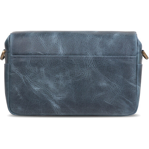Leather Camera Messenger Bag (Blue)