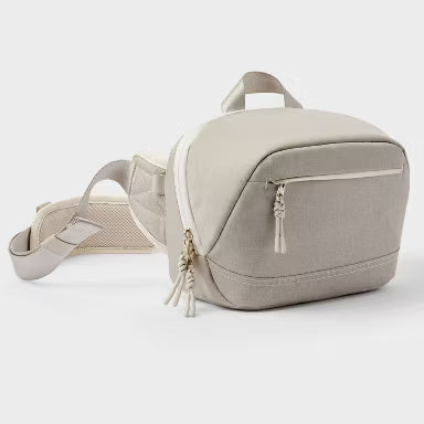 Beige single-shoulder camera bag