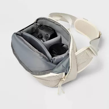 Beige single-shoulder camera bag
