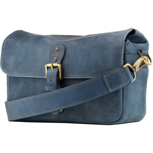 Leather Camera Messenger Bag (Blue)